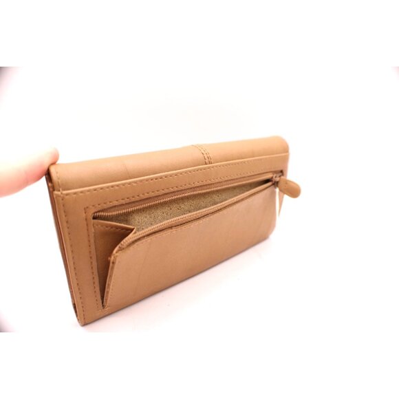 Crazy Horse Liz Claiborne Tan Camel Brown Leather Tri-Fold Wallet Organizer NWT - Picture 3 of 11